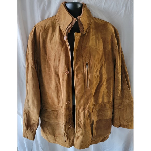 Neiman Marcus Other - Neiman Marcus Mens Suede Leather Field Jacket Tan Wool Lined Coat Large Turkey